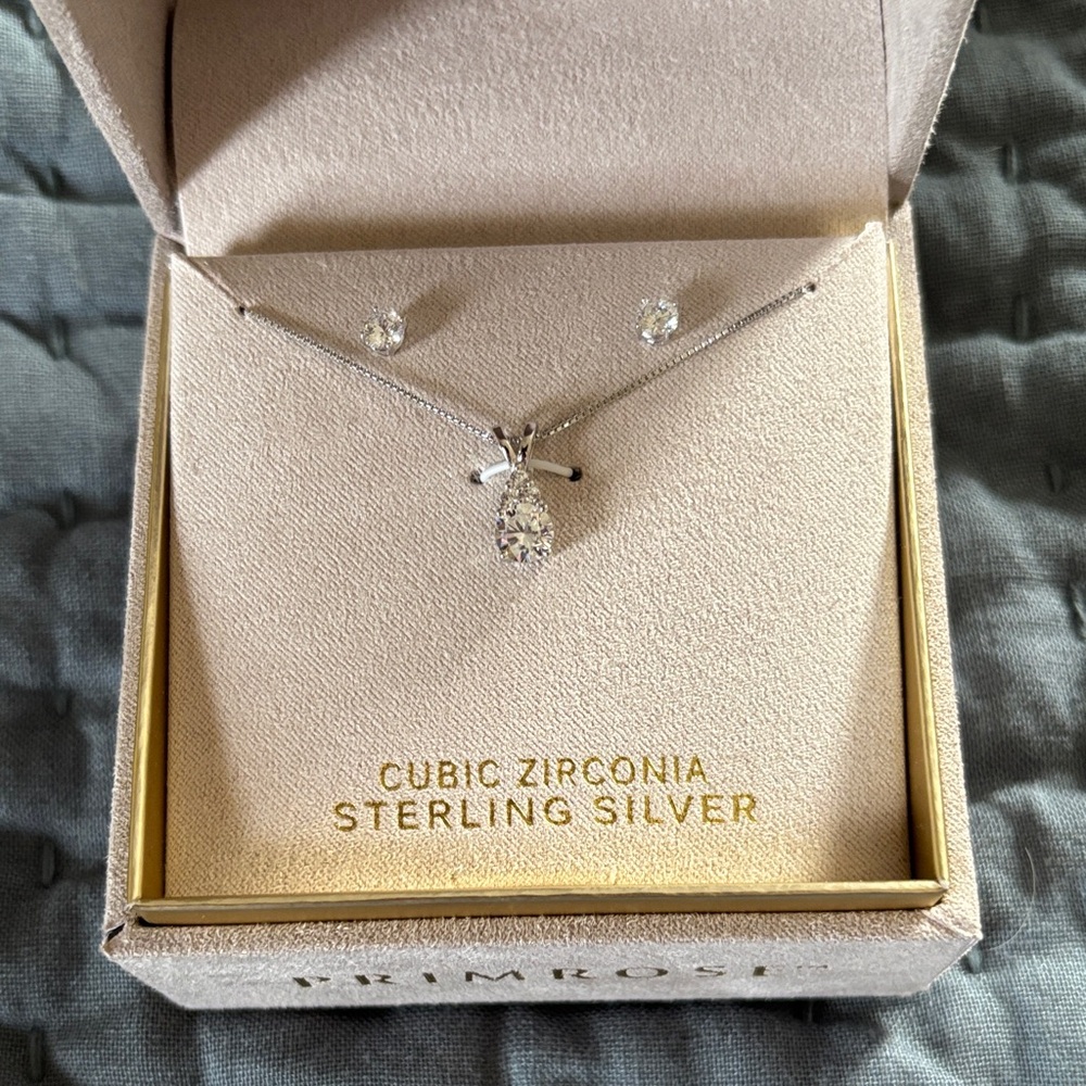 🆕 Primrose Sterling Silver Necklace Set with Cubic Zirconia